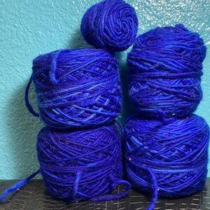 3 Full Skeins + Remnants WOOL Dark Blue to Light Blue Variegated Vibrant Set